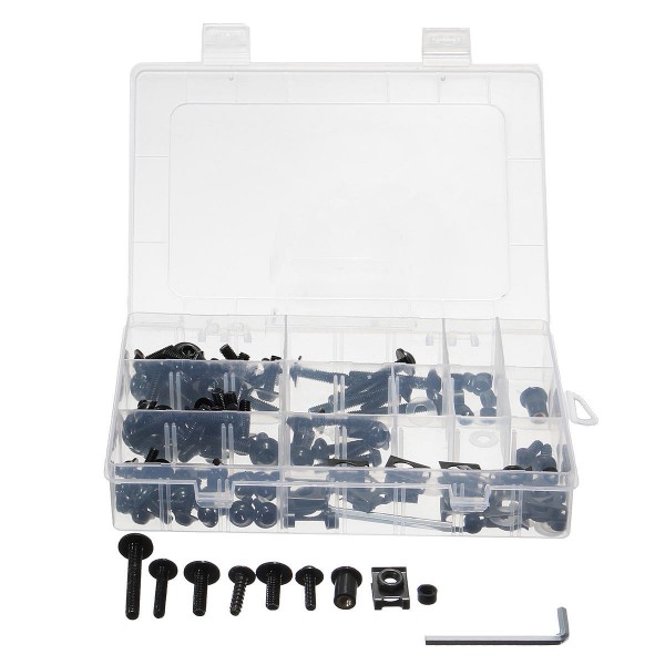 134pcs Black CNC Motorcycle Fairing Screws Kit Windshield Body Bolts Fastener Set