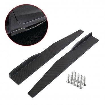 2 Pcs 74.5cm / 29.33inch Universal Fit Plastic Black Car Side Skirt Rocker Splitters Winglet Wings