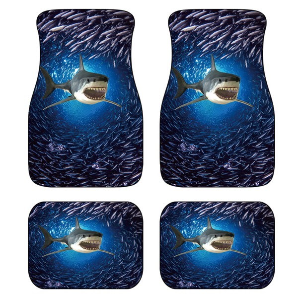 Universal Car Foot Pad Front Rear Floor Mats Cover Washable Sharks Pattern