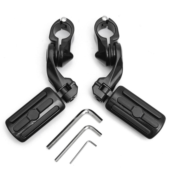 Black 1.25inch 3.2cm Adjustable Foot Pegs Pedals Rear Short Type For Harley