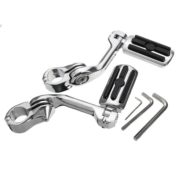 Pair 1.25inch 3.2cm Adjustable Foot Pegs Pedals Long Mount For Harley Davidson