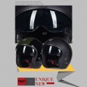 Retro Motorcycle Matte Black Helmet Safety Male With Goggles