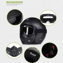 Retro Motorcycle Matte Black Helmet Safety Male With Goggles