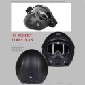 Retro Motorcycle Matte Black Helmet Safety Male With Goggles