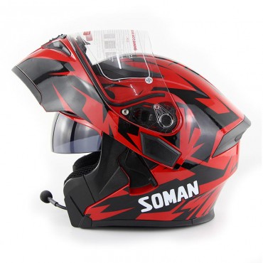 DOT 955 Motorcycle bluetooth Full Face Helmet Eye Style Flip Up Double Visors Helmets With BT Headset Earphone