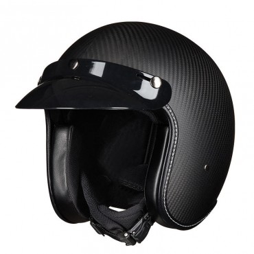 GXT A303 DOT Motorcycle 3/4 Face Carbon fiber Helmet Motorbike Scooter Crash Visor