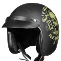 GXT A303 ECE Motorcycle 3/4 Face Color Carbon fiber Retro Helmet Motorbike Scooter Crash Visor