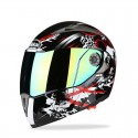 JK105 Motorcycle Helmet Flip Up Unveiled Headpiece With Double Plating Lens Electric Bike Men Anti-Fog All Seasons Helmets