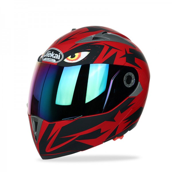 JK105 Motorcycle Helmet Flip Up Unveiled Headpiece With Double Plating Lens Electric Bike Men Anti-Fog All Seasons Helmets