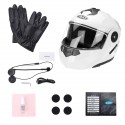 Motorcycle Dual Visor Full Face Helmet With/Without bluetooth Music Headset Gloves