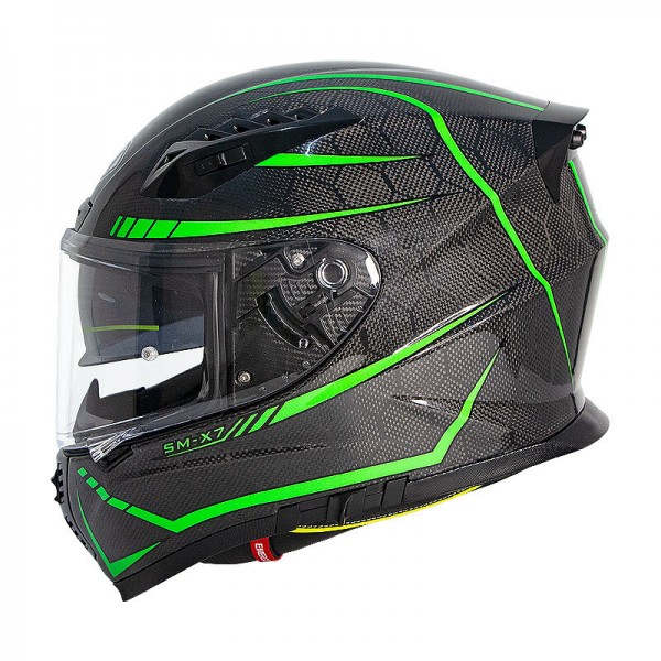 24K Carbon Fiber Fluorescent Motorcycle Helmet Full Face Moto Casco Motor bike Racing Casque Cycling Capacete X7