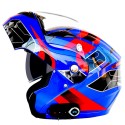 Waterproof Motorcycle Full Face Helmet With bluetooth Music FM Double Visors Removable