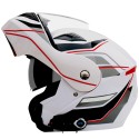 Waterproof Motorcycle Full Face Helmet With bluetooth Music FM Double Visors Removable