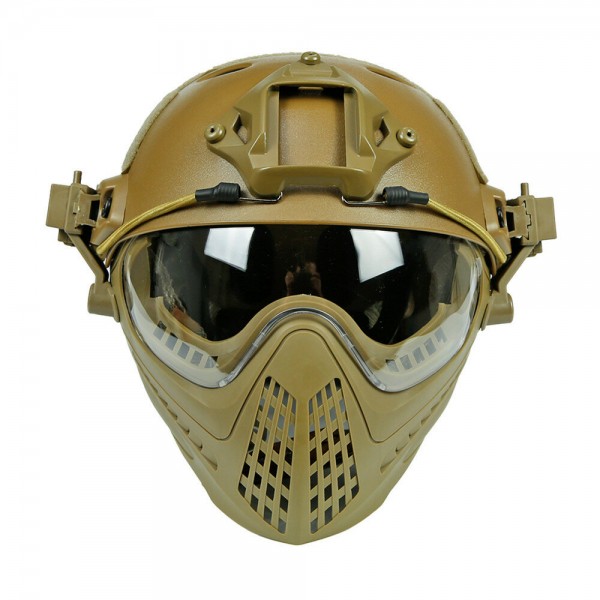 Tactical Helmet with Protective Mask Motorcycle Hunting Riding Outdoor CS Army