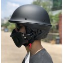 Zombies Racing DOT Rogue Half Helmet Motorcycle Retro Locomotive Detachable Mask Matte Black