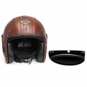 3/4 Face Mask PU Leather Motorcycle Helmet M/ L/ XL Visor Alligator skin Pattern