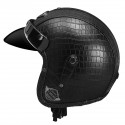 3/4 Face Mask PU Leather Motorcycle Helmet M/ L/ XL Visor Alligator skin Pattern