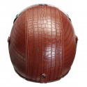 3/4 Face Mask PU Leather Motorcycle Helmet M/ L/ XL Visor Alligator skin Pattern