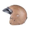 Retro Chopper Motocross Motorcycle PU Leather Half Face Helmet