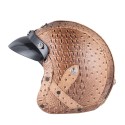 Retro Chopper Motocross Motorcycle PU Leather Half Face Helmet