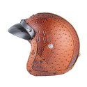 Retro Chopper Motocross Motorcycle PU Leather Half Face Helmet