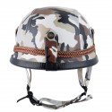 Retro Cruiser Half Face Helmet Motorcycle Riding Leather Camouflage/Black