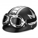 Black Motorcycle Scooter Half Open Face Helmet With UV Goggles