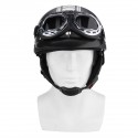 Black Motorcycle Scooter Half Open Face Helmet With UV Goggles