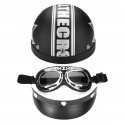 Black Motorcycle Scooter Half Open Face Helmet With UV Goggles