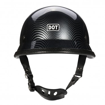 DOT German Motorcycle Carbon Fiber Half Face Helmet Chopper Cruiser Biker M/L/XL