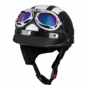 Motorcycle Scooter Half Helmet Hat Open Face Shield Visor With Sun UV Goggles