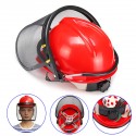 Red Safety Helmet Full Face Mask Chainsaw Brushcutte Mesh For Lawn Mower Trimmer Brush Cutter