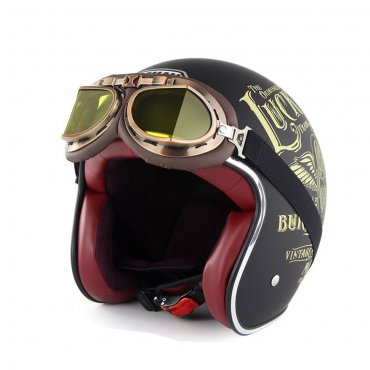 Retro Half Face Helmet Safety Motorcycle Scooter Vintage Motorcycles Helmett Riding For Men And Women With Free Goggles