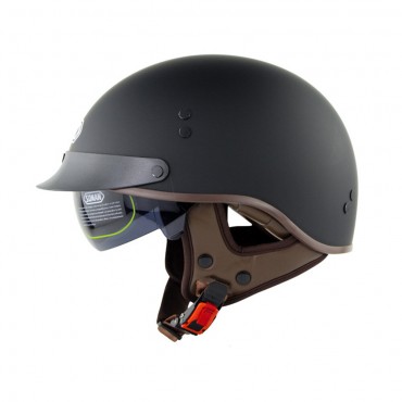SM202 Vintage Retro Half Face Motorcycle Helmet Electric Scooter Riding Cruise Safety Helmets With Inner Sun Visor Solid Color