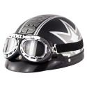 Universal ABS Motorcycle Open Face Helmet Retro Vintage With Goggles Neck Protection