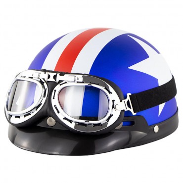 Universal ABS Motorcycle Open Face Helmet Retro Vintage With Goggles Neck Protection