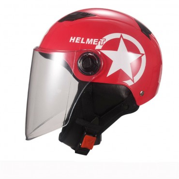 Universal Unisex Motorcycle Scooter Half Face Helmet With Transparent Lens Breathable