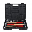 7PCS Large Black Car Dent Repair/Removal Hammer Set With Portable Tool Box Kits