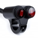 12V 7/8 Inch 22mm Motorcycle Handlebar Double Switch Aluminum Alloy Waterproof Light ON OFF Dual Button Switch