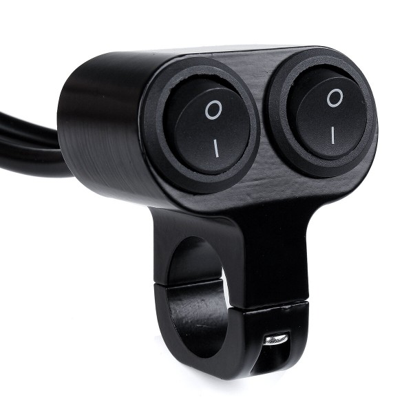 12V 7/8 Inch 22mm Motorcycle Handlebar Double Switch Aluminum Alloy Waterproof Light ON OFF Dual Button Switch