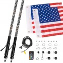 2pcs 4ft Lighted LED Whip Light 20 Color RGB Flagpole Strip Lamp With Flag & Remote For Jeep ATV UTV