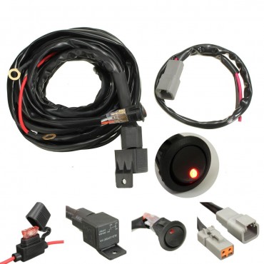 40A Relay 300cm Wiring Harness Kit ON OFF Switch For LED Spot Lightts Work Fog Light