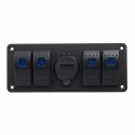 6 Gang Rocker Switch Panel with USB Charger Voltmeter