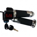 12V-99V Universal Motorcycle Voltage Display Digital Handlebar Grip With Lock Keys