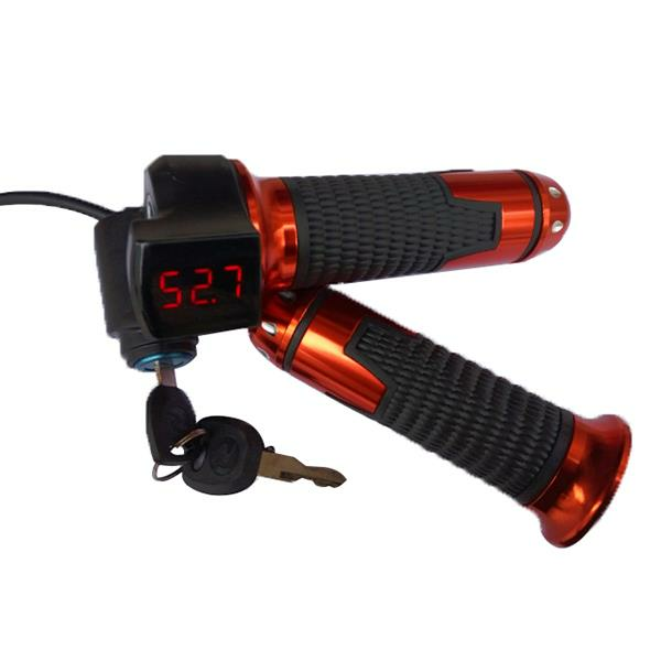 12V-99V Universal Motorcycle Voltage Display Digital Handlebar Grip With Lock Keys