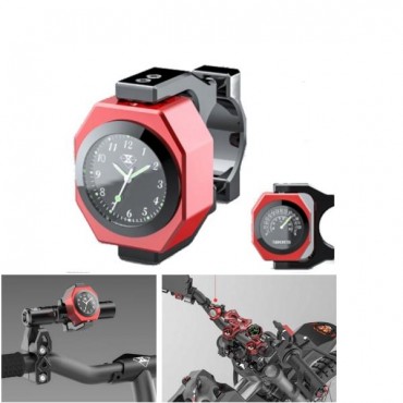 22-28mm Motorcycle Clock+Thermometer Luminous Waterproof Handlebar Mount