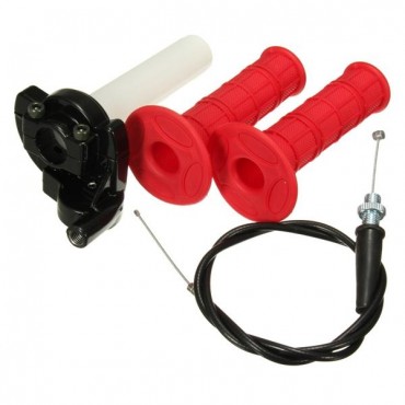 22mm 7/8 inch Throttle Grips Twist With Cable Quick Action For 110cc 125cc Pit Dirt Bike Red