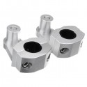 Pair 7/8inch 22mm-28mm Silver Motorcycle Handlebar Clamp Aluminum Mount Bracket