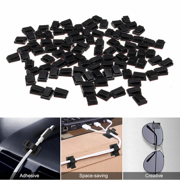 100PCS Dashcam Cable Buckle 30CM Wire Adhesive Strip Fixing Seat Motorcycle