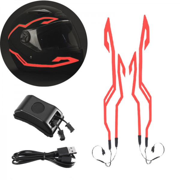 4-in-1 Upgraded Helmet Night Riding Cold Light Waterproof Motorcycle Signal Flashing Strip LED Luminous Sticker Strip USB Charger